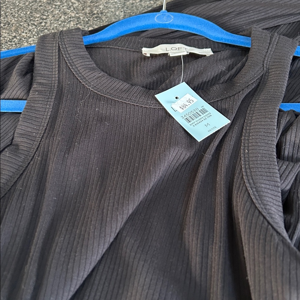 LOFT Black Ribbed Dress